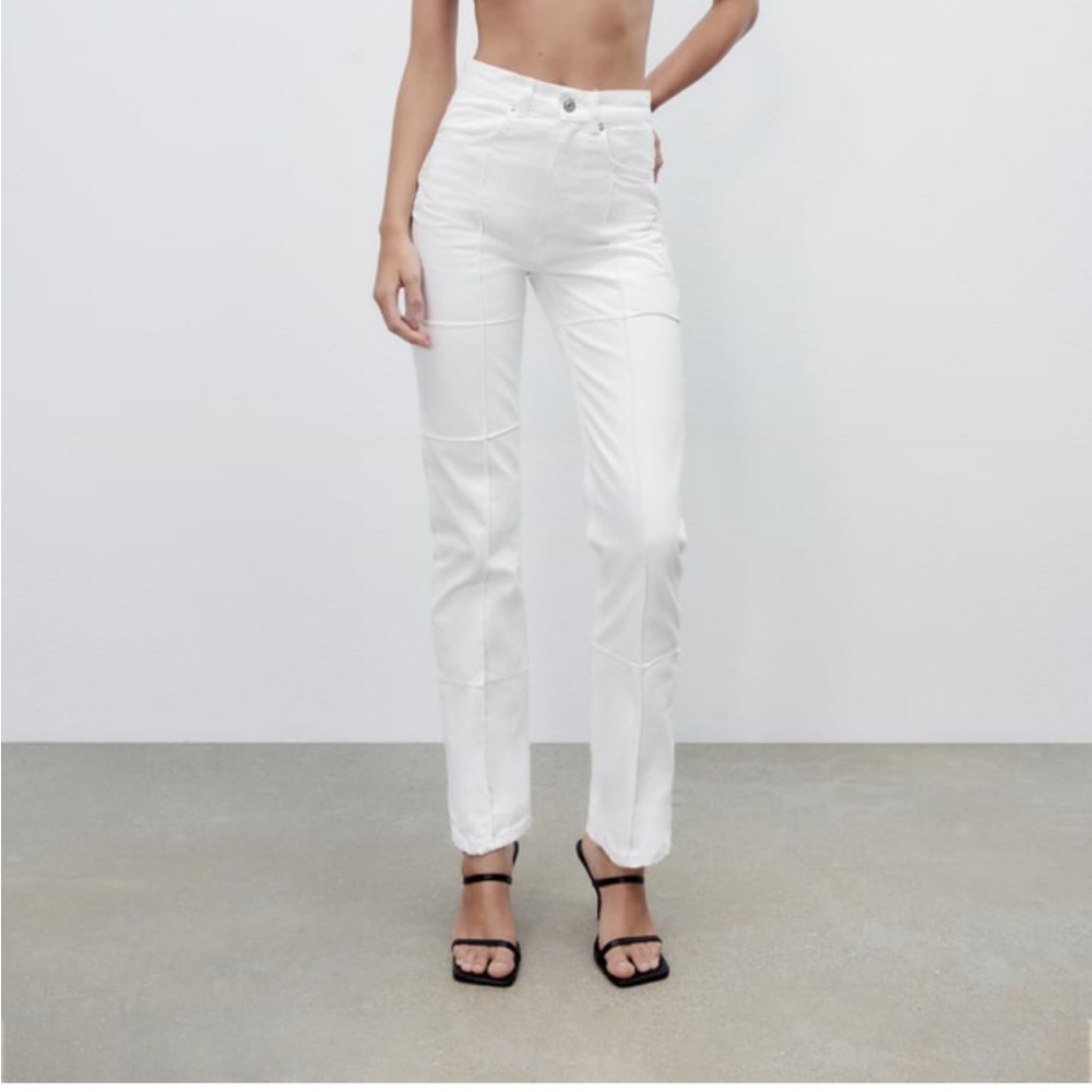 Zara Straight Leg Patchwork Jean - image 7